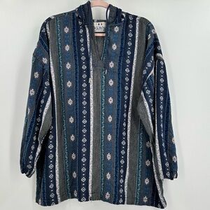 Jukebox Brand Vintage Rare Cotton Blue/Gray Embroidered Oversized Hoodie Size M